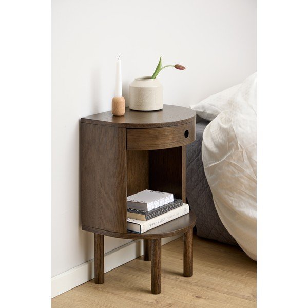 Tumša dabīga toņa naktsskapītis ar ozolkoka imitāciju Paron – Actona-image-1