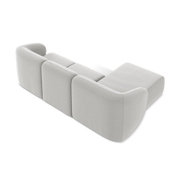 Gaiši pelēks samta stūra dīvāns (ar kreiso stūri/ar zvilni) Lani – Makamii-image-3