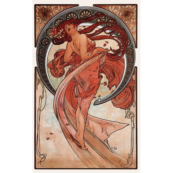 Alfonss Mucha, glezna "Dejas", 20x30 cm