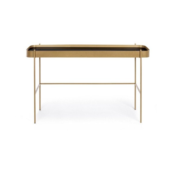 Zelta krāsas konsoles galds ar stikla galda virsmu 43x120,5 cm Rashida – Bizzotto-image-2