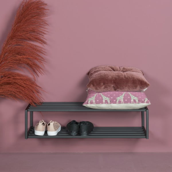 Melns metāla piekarināms apavu plaukts 78x20,5x30,5 cm School – Spinder Design-image-1