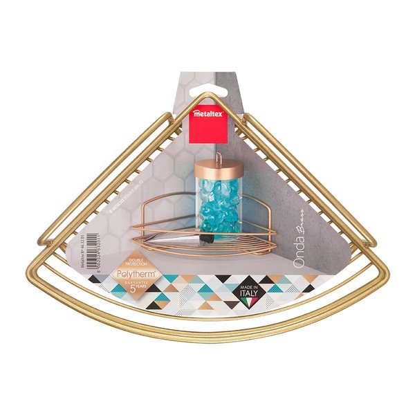 Zelta krāsas stūra tērauda vannas istabas plaukts Onda – Metaltex-image-2