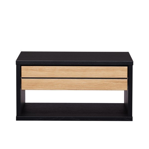 Melns/dabīga toņa piekarināms naktsskapītis ar ozolkoka imitāciju Stripe – Woodman-image-4