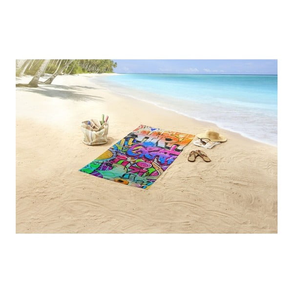 Pludmales dvielis ar apdruku Good Morning Graffity, 150 x 75 cm-image-1