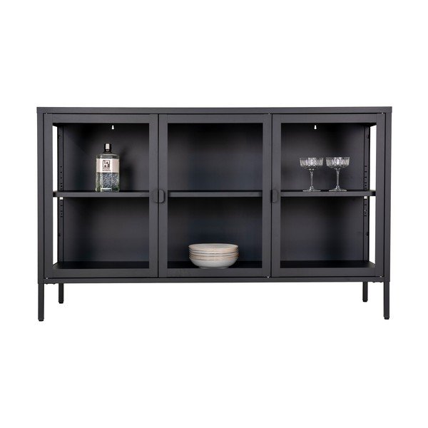 Melna metāla vitrīna 140x85 cm Brisbane – House Nordic-image-3