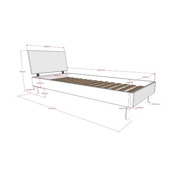 Dabīga toņa ozola masīvkoka vienvietīga gulta ar redelēm 90x200 cm Forrest – Vipack-image-2