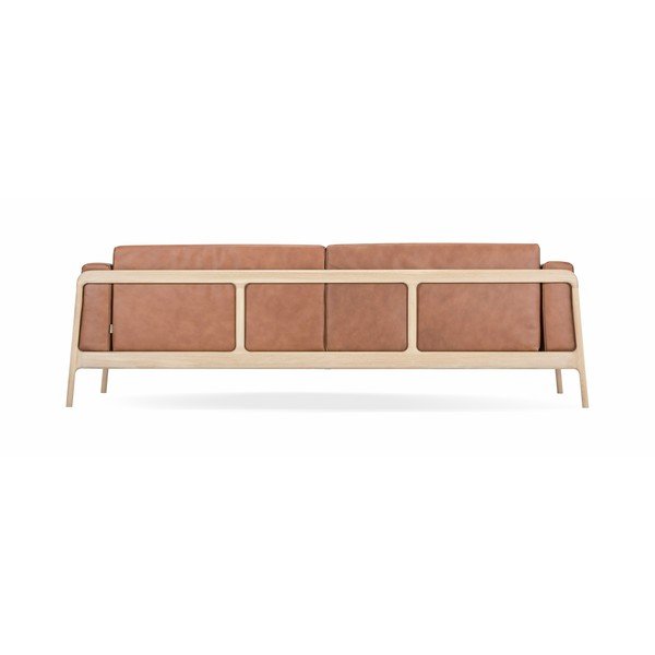 Konjaka brūns bifeļu ādas dīvāns ar masīvkoka konstrukciju Gazzda Fawn, 240 cm-image-4