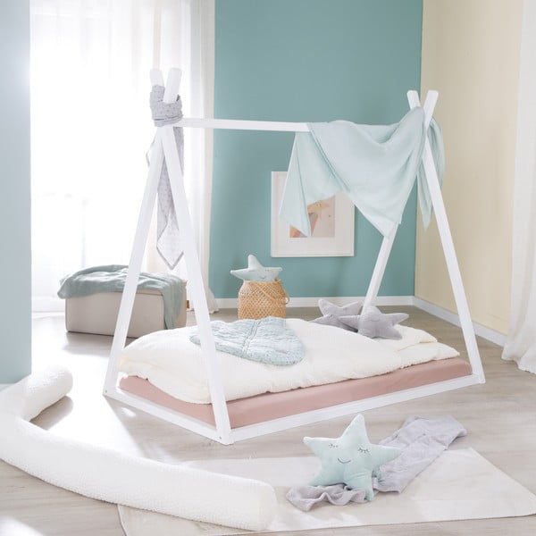 Balta bērnu gulta mājas formā 70x140 cm Montessori – Roba-image-2