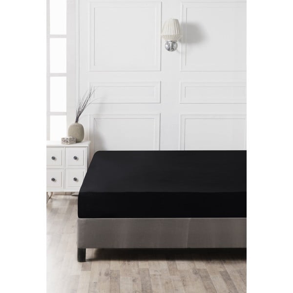 Melns kokvilnas palags ar gumiju 140x200 cm – Mijolnir-image-2