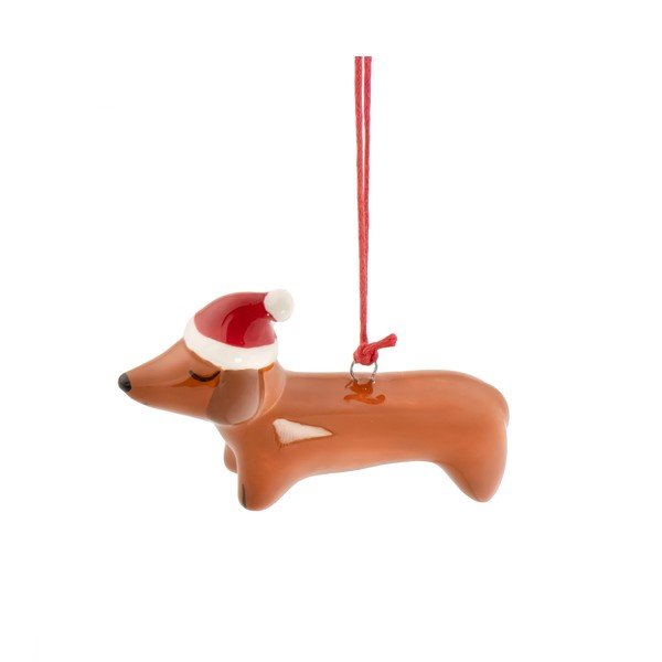 Keramikas Ziemassvētku eglītes rotājums 7,5 cm Sausage Dog – Sass & Belle