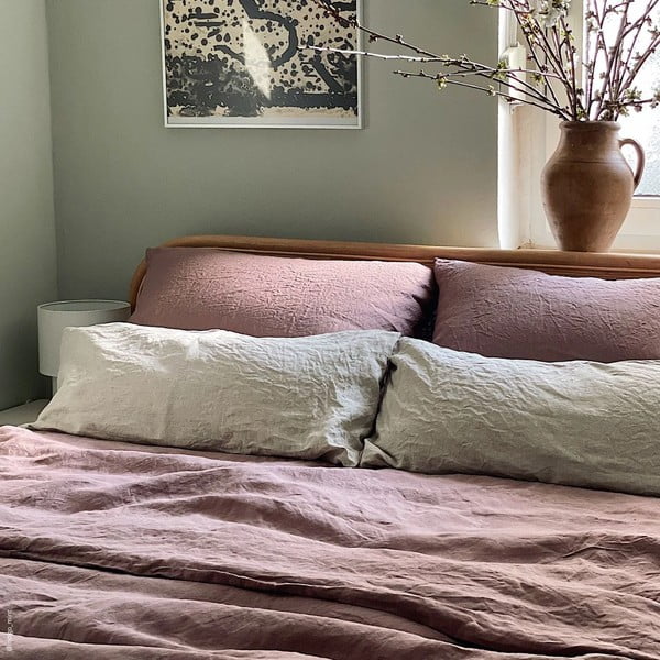 Vecvioleta lina spilvendrāna ar maliņu Linen Tales, 50 x 60 cm-image-1