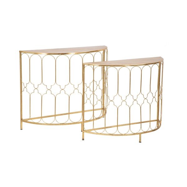 2 konsoļu galdiņu komplekts ar zelta krāsas dizainu Mauro Ferretti Balconette-image-4