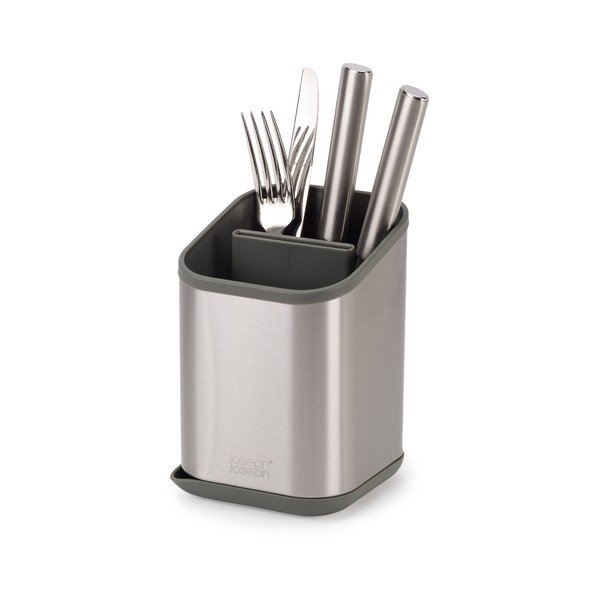 Spīdīgas sudraba krāsas nerūsējošā tērauda trauku žāvētājs galda piederumiem 11x11,5 cm Duo Steel – Joseph Joseph