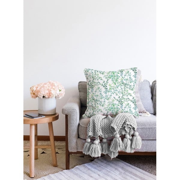 Bēša un zaļa spilvendrāna ar kokvilnas maisījumu Minimalist Cushion Covers Twiggy, 55 x 55 cm-image-2