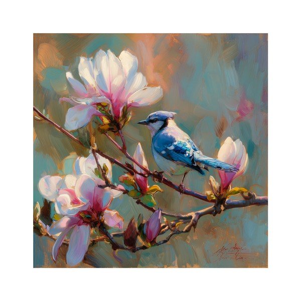 Drukāta glezna uz audekla 32x32 cm Bluejay & Blossom – Styler