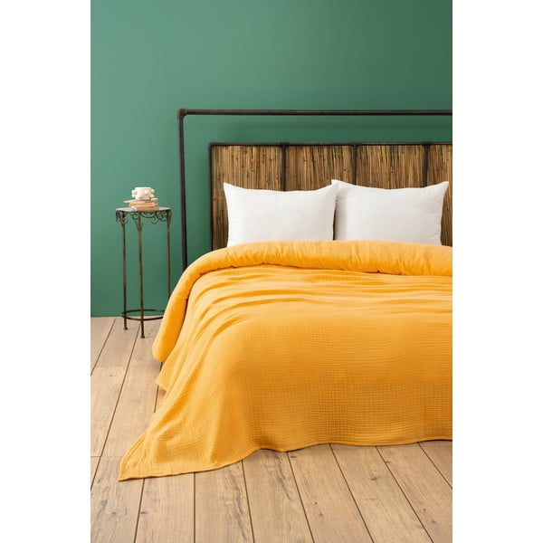 Dzeltens muslīna gultas pārklājs 220x250 cm Muslin – Mijolnir