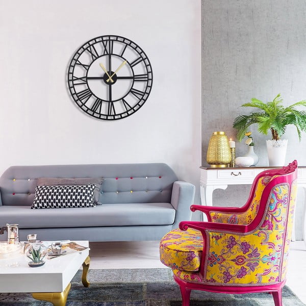 Melns sienas pulkstenis Greece, ø 50 cm-image-4