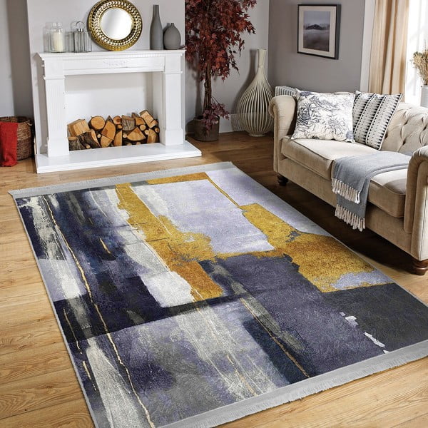 Dzeltens/tumši zils mazgājams paklājs 160x230 cm Unique – Mila Home-image-4