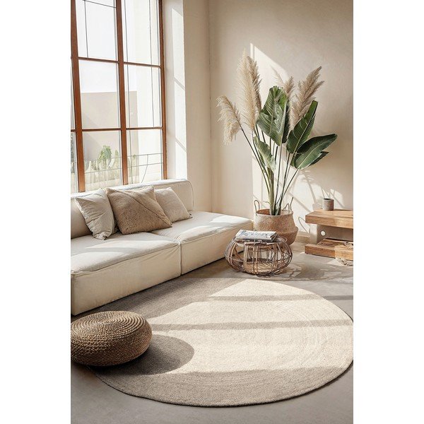 Krēmkrāsas divpusējs/ar rokām darināts džutas apaļš paklājs ø 100 cm Braided – Hanse Home-image-1