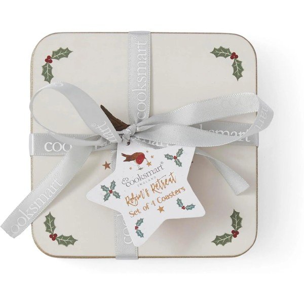 Bēši/salvijas zaļi paliktņi (4 gab.) ar Ziemassvētku motīvu Robin's Retreat – Cooksmart ®-image-2