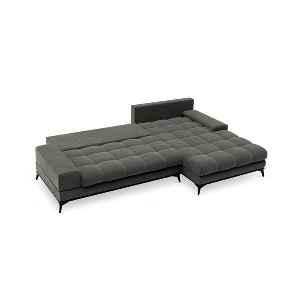Tumši pelēks izlaižamais stūra dīvāns ar glabāšanas kasti Windsor & Co Sofas Deneb, labais stūris-image-4
