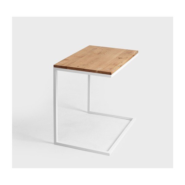 Galds ar baltu pamatni un masīvkoka virsmu CustomForm Lupe-image-4