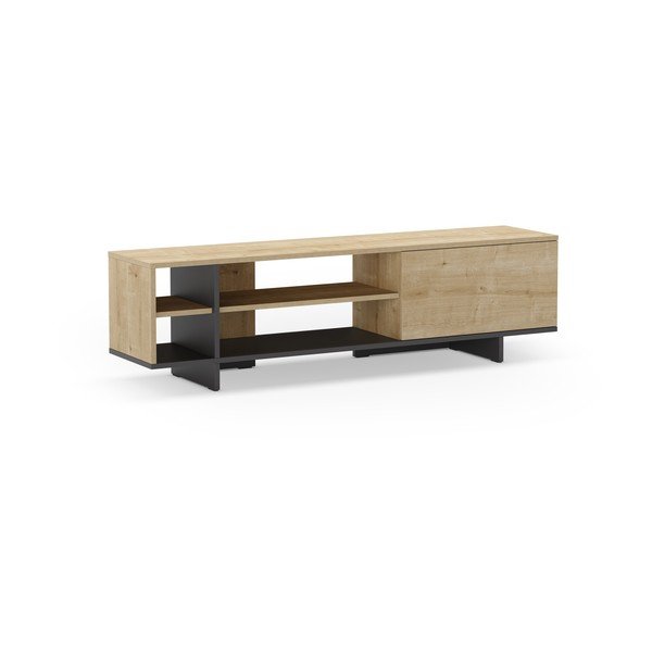 Dabīga toņa TV galdiņš ar ozolkoka imitāciju 160x44 cm Cequoia – Marckeric-image-2