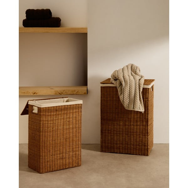 Dabīga toņa rotangpalmas veļas grozi (2 gab.) Indali – Kave Home-image-1
