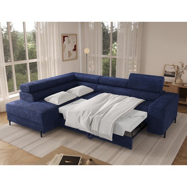 Tumši zils velveta stūra dīvāns (ar kreiso stūri/L veida) Colesio – ELTAP-image-3