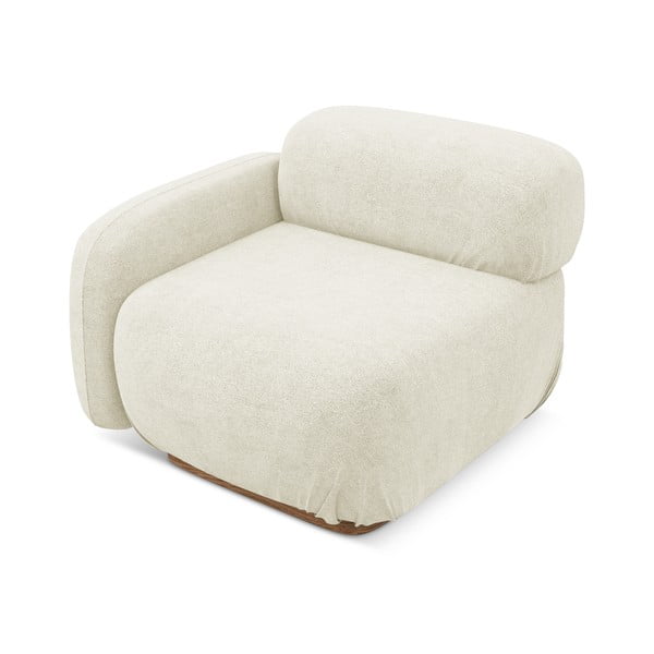 Krēmkrāsas modulārā dīvāna daļa no buklē auduma (ar kreiso stūri) Ailani – Makamii-image-1