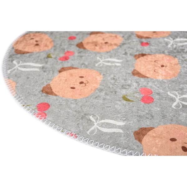 Pelēks/brūns mazgājams bērnu paklājs ø120 cm Cute Teddies – Vitaus-image-2