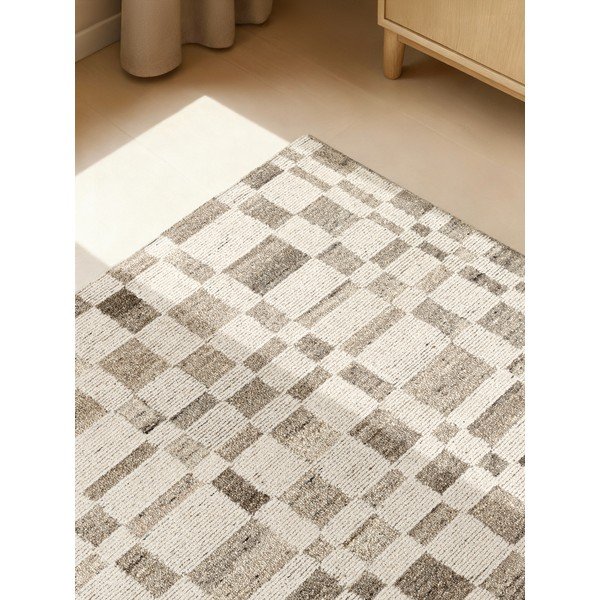 Krēmkrāsas ar rokām darināts vilnas paklājs 200x300 cm Boho 1.0 Structa – Vikosa-image-3