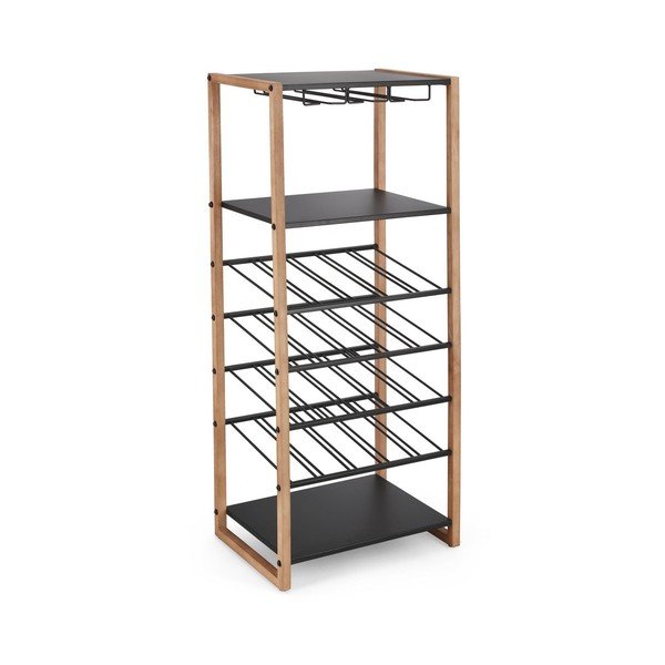 Melns/dabīga toņa metāla vīna skapis pudeļu skaits 20, 50x122x35 cm Isaac – Yes Everyday-image-2