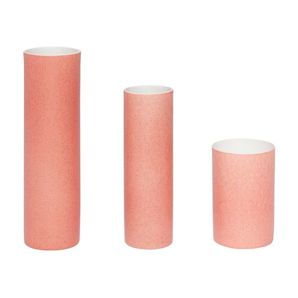 3 rozā vāžu komplekts Hübsch Tycho