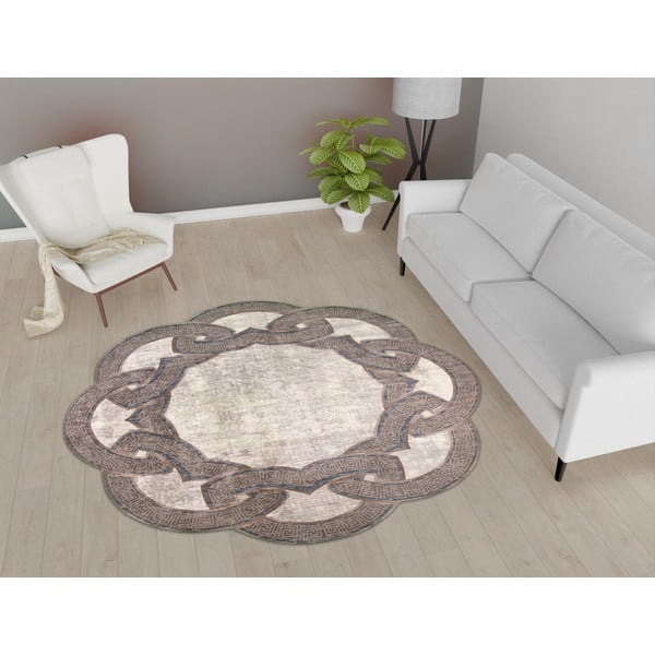 Bēšs apaļš paklājs ø 100 cm – Vitaus-image-1