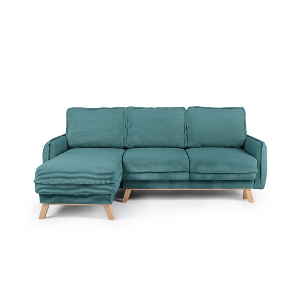 Tirkīzzils velveta salokāms stūra dīvāns (ar maināmu stūri) Tori – Bonami Selection