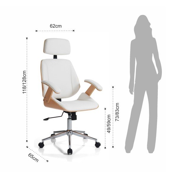 Balts mākslīgās ādas biroja krēsls Visby – Tomasucci-image-4