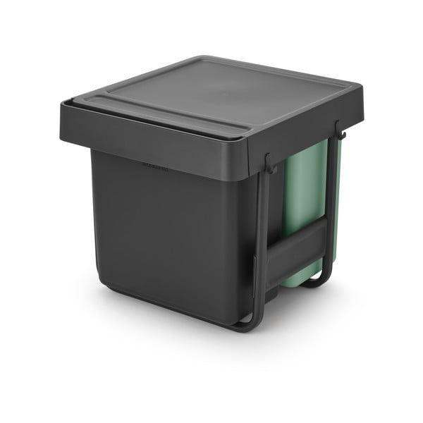 Piparmētru zaļa/tumši pelēka iebūvēta plastmasas atkritumu šķirošanas tvertne 40 l Sort&Go – Brabantia-image-4
