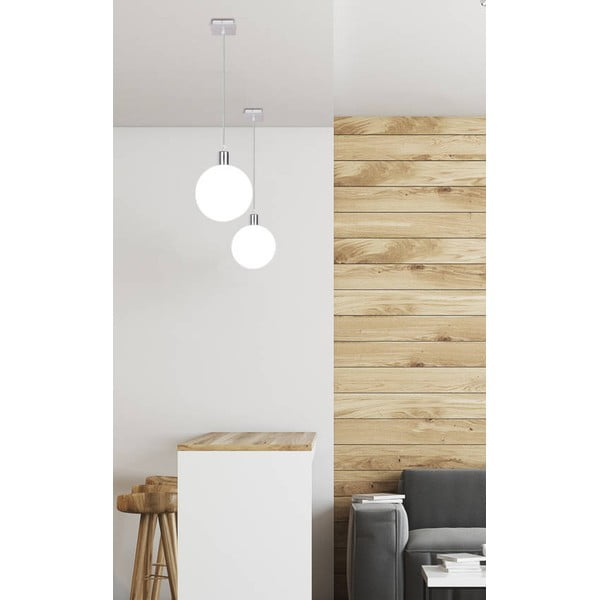 Piekaramā lampa sudraba krāsā ar stikla abažūru ø 15 cm Oden – Candellux Lighting-image-2