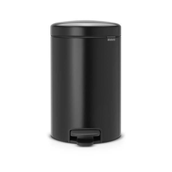 Matēti melna tērauda atkritumu tvertne ar pedāli 12 l NewIcon – Brabantia