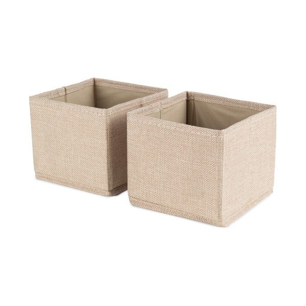 Bēšas tekstila uzglabāšanas kastes (2 gab.) 14x12x12 cm Sandy – Compactor