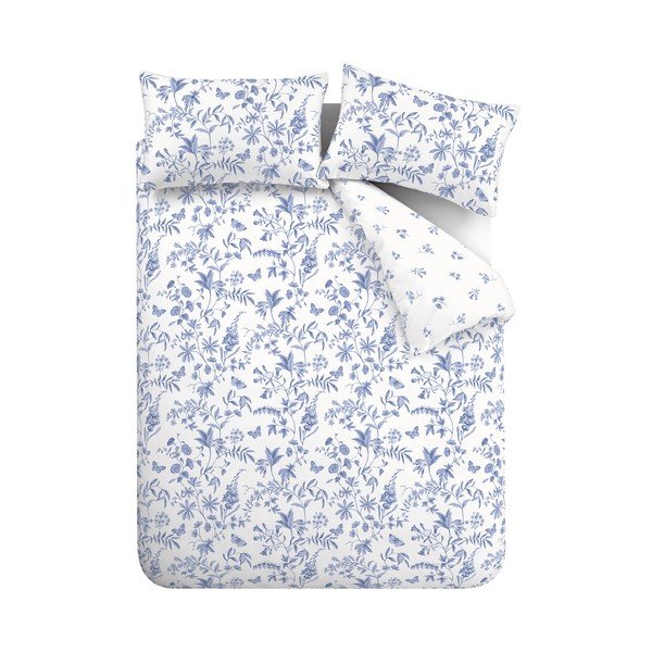 Zila vienguļamā gultas veļa no kokvilnas perkala 135x200 cm Thea Floral – Bianca