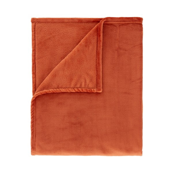 Oranžs mikroplīša pleds 130x170 cm Raschel Velvet – Catherine Lansfield