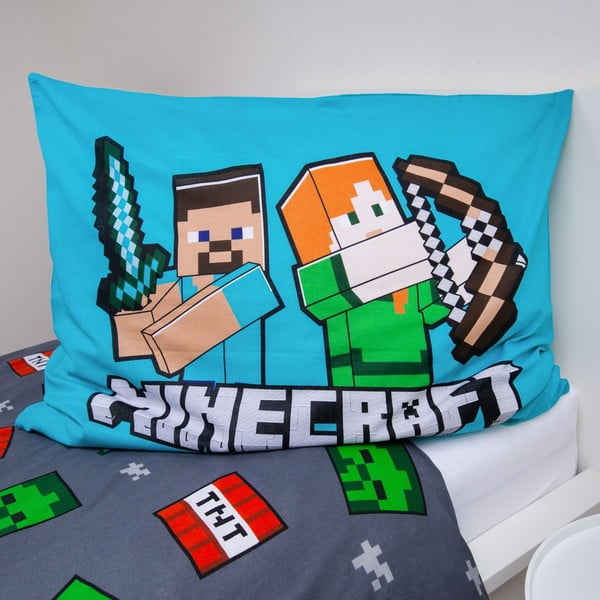 Vienguļamā kokvilnas bērnu gultas veļa 140x200 cm Minecraft "We got this"  – Jerry Fabrics-image-3