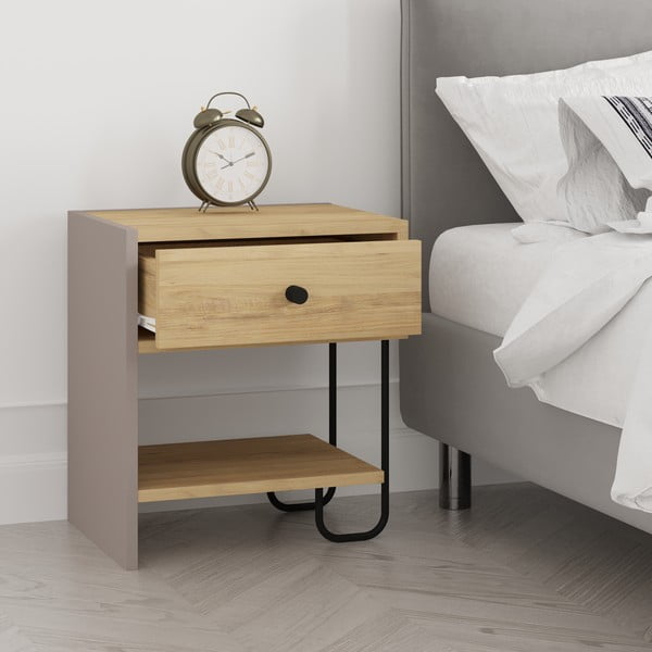 Naktsskapītis ar ozolkoka imitāciju ar plauktiem Saturne – Marckeric-image-2