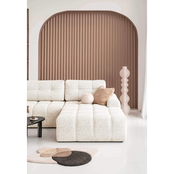 Krēmkrāsas salokāms modulārais stūra dīvāns ar uzglabāšanas vietu (ar labo stūri) Lulu – Miuform-image-2