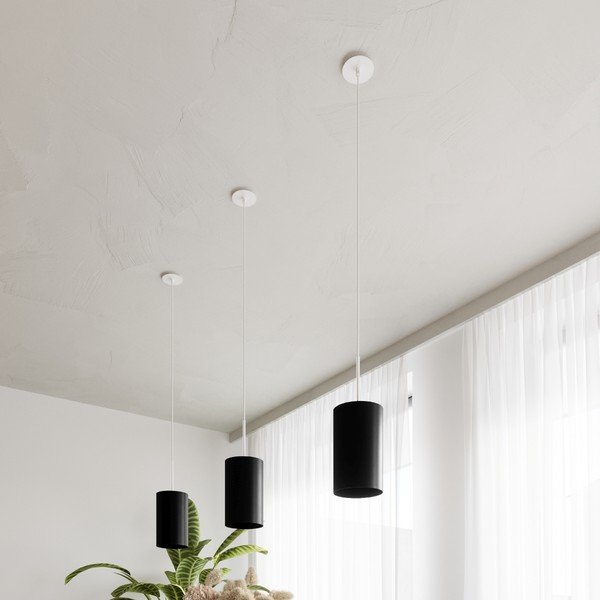 Melna piekaramā lampa ar auduma abažūru ø 15 cm Volta – Sollux-image-1