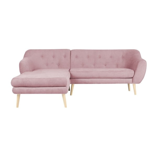 Gaiši rozā trīsvietīgs dīvāns ar kreiso stūri Mazzini Sofas Sicile