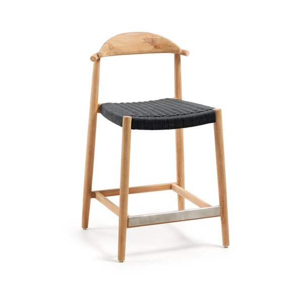 Melns/dabīga toņa masīvkoka dārza bāra krēsls Nina – Kave Home-image-4