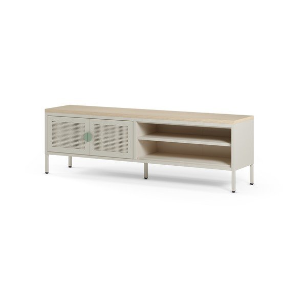 Krēmkrāsas/dabīga toņa metāla TV galdiņš 160x50x35 cm Sayla – Marckeric-image-4